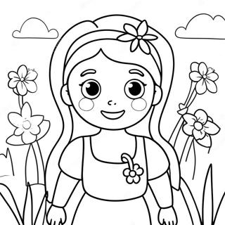 Pagina Para Colorir Da Linda Mary Jane Em Um Jardim De Flores 33662-17807