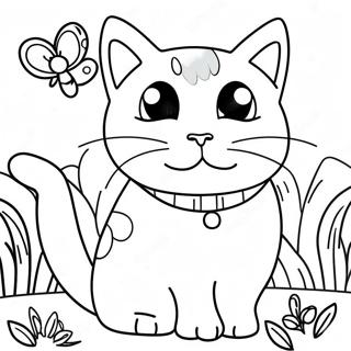 Pagina Para Colorir Do Gato Calico Brincalhao No Jardim 33873-17962