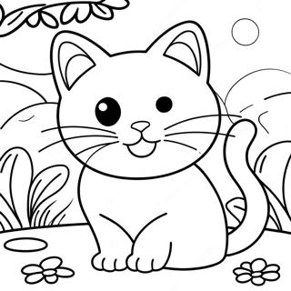 Pagina Para Colorir Do Gato Calico Brincalhao No Jardim 33873-17963