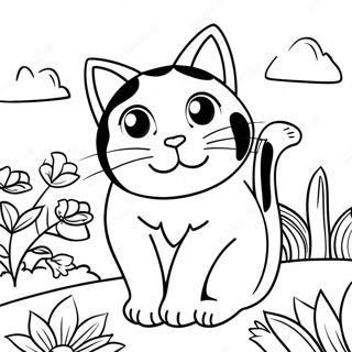 Pagina Para Colorir Do Gato Calico Brincalhao No Jardim 33873-17964