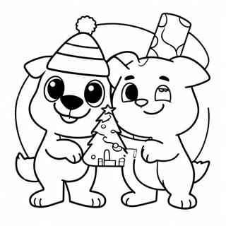 Pagina Para Colorir Da Aventura De Natal Do Bluey E Bingo 3390-2757