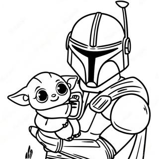 Pagina Para Colorir Do Mandaloriano Com O Bebe Yoda 34233-28449