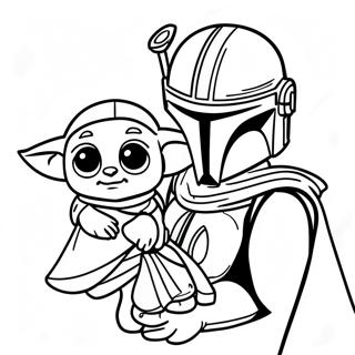 Pagina Para Colorir Do Mandaloriano Com O Bebe Yoda 34233-28451