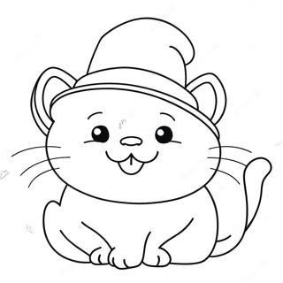 Pagina Para Colorir Do Gato Engracado Com Um Chapeu 34253-28466