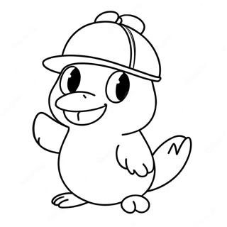 Pagina Para Colorir Do Psyduck Engracado Com Um Chapeu 34453-28701