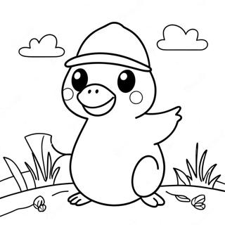 Pagina Para Colorir Do Psyduck Engracado Com Um Chapeu 34453-28703