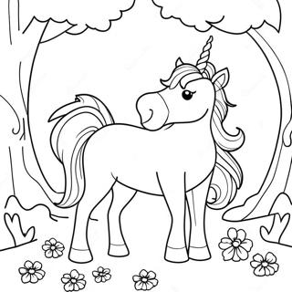 Pagina Para Colorir Unicornio Majestoso Em Uma Floresta Magica 34844-29007