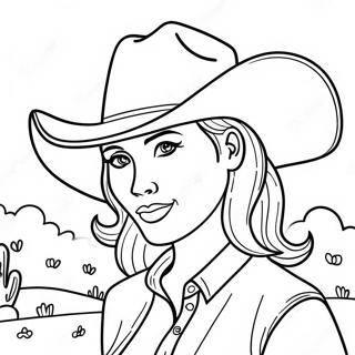 Pagina Para Colorir Da Menina Do Campo Com Chapeu De Cowboy 35383-29438