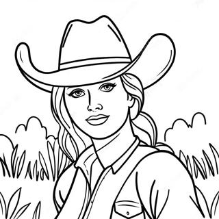 Pagina Para Colorir Da Menina Do Campo Com Chapeu De Cowboy 35383-29440