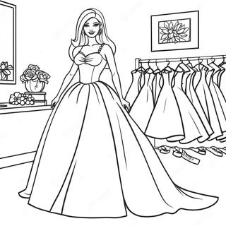 Pagina Para Colorir Da Barbie Estilosa Em Um Vestido 35414-29465