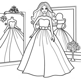 Pagina Para Colorir Da Barbie Estilosa Em Um Vestido 35414-29466