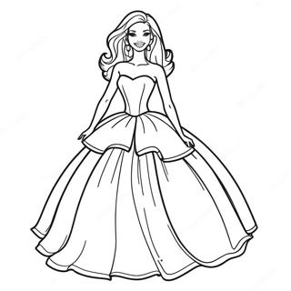 Pagina Para Colorir Da Barbie Estilosa Em Um Vestido 35414-29468