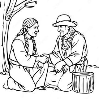 Pagina Para Colorir Da Interacao Dos Nativos Americanos De Jamestown 35484-29521