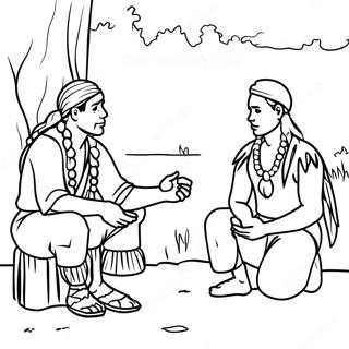 Pagina Para Colorir Da Interacao Dos Nativos Americanos De Jamestown 35484-29523