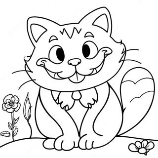 Pagina Para Colorir Do Gato De Cheshire Sorridente Em Wonderland 35684-29681