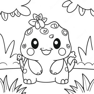 Pagina Para Colorir Do Fofo Ivysaur Em Um Jardim 35834-29801