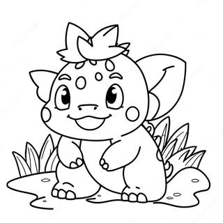 Pagina Para Colorir Do Fofo Ivysaur Em Um Jardim 35834-29802