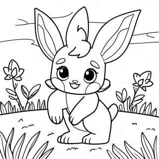 Pagina Para Colorir Do Leafeon Fofo Em Um Campo De Flores 36094-30116