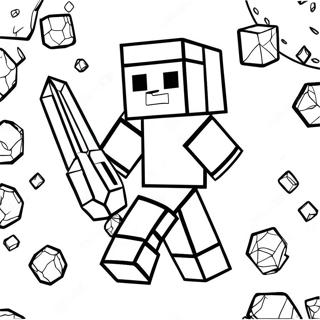 Pagina Para Colorir Do Steve Do Minecraft Com Armadura De Diamante Em Acao 36675-30559