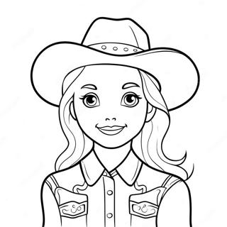 Pagina Para Colorir Cowgirl Fofa Com Um Chapeu 3690-2997