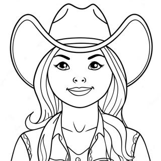 Pagina Para Colorir Cowgirl Fofa Com Um Chapeu 3690-2998