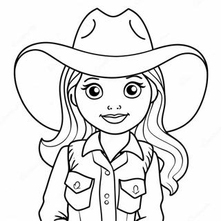 Pagina Para Colorir Cowgirl Fofa Com Um Chapeu 3690-3000