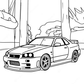 Pagina Para Colorir Da Acao De Corrida Do Nissan Skyline R34 36966-30791