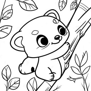 Pagina Para Colorir Panda Vermelho Fofo Brincando Nas Arvores 3700-3005