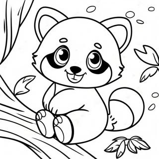 Pagina Para Colorir Panda Vermelho Fofo Brincando Nas Arvores 3700-3006