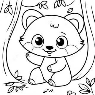 Pagina Para Colorir Panda Vermelho Fofo Brincando Nas Arvores 3700-3007