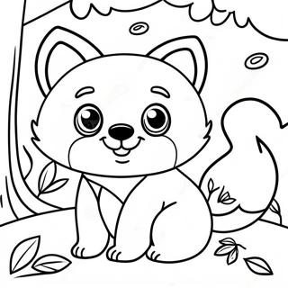 Pagina Para Colorir Panda Vermelho Fofo Brincando Nas Arvores 3700-3008