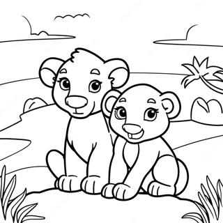 Pagina Para Colorir De Simba E Kiara No Por Do Sol 37366-31110