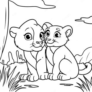 Pagina Para Colorir De Simba E Kiara No Por Do Sol 37366-31111