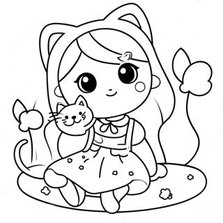 Pagina Para Colorir Da Menina Kawaii Com Gato Fofo 37425-31154