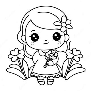 Pagina Para Colorir Da Menina Kawaii Adoravel Segurando Flores 37426-31158