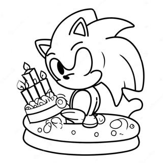 Sonic Com Bolo De Aniversario Pagina Para Colorir 37667-31341