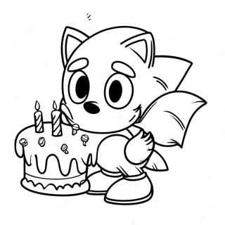 Sonic Com Bolo De Aniversario Pagina Para Colorir 37667-31343