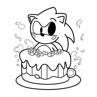 Sonic Com Bolo De Aniversario Pagina Para Colorir 37667-31344