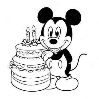 Pagina Para Colorir Do Mickey Mouse Com Bolo De Aniversario 37697-31366