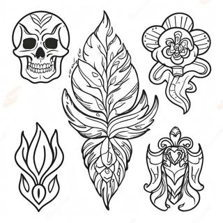 Pagina Para Colorir De Designs De Tatuagem Tradicional Americana Vintage 37977-31593