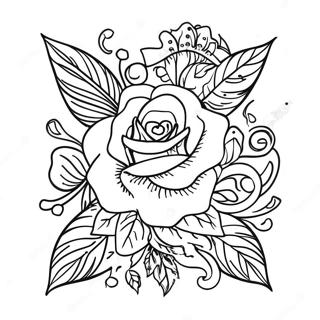 Pagina Para Colorir De Designs De Tatuagem Tradicional Americana Vintage 37977-31595