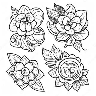 Pagina Para Colorir De Designs De Tatuagem Tradicional Americana Vintage 37977-31596