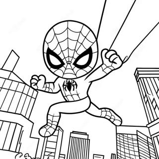 Pagina Para Colorir Do Chibi Homem Aranha Balancando Pela Cidade 37997-31605