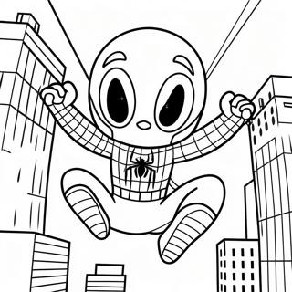 Pagina Para Colorir Do Chibi Homem Aranha Balancando Pela Cidade 37997-31606