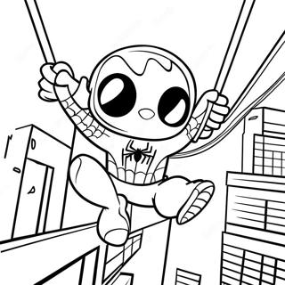 Pagina Para Colorir Do Chibi Homem Aranha Balancando Pela Cidade 37997-31608