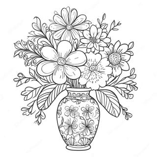 Pagina Para Colorir De Flores Coloridas Em Um Vaso Decorativo 38117-31705