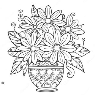 Pagina Para Colorir De Flores Coloridas Em Um Vaso Decorativo 38117-31706