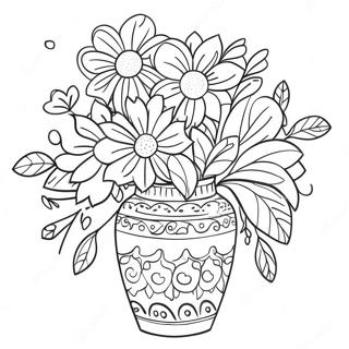 Pagina Para Colorir De Flores Coloridas Em Um Vaso Decorativo 38117-31707