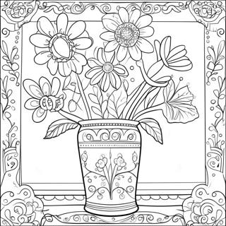 Pagina Para Colorir De Flores Coloridas Em Um Vaso Decorativo 38117-31708