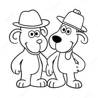 Pagina Para Colorir De Wallace E Gromit Com Chapeus Engracados 38247-31807